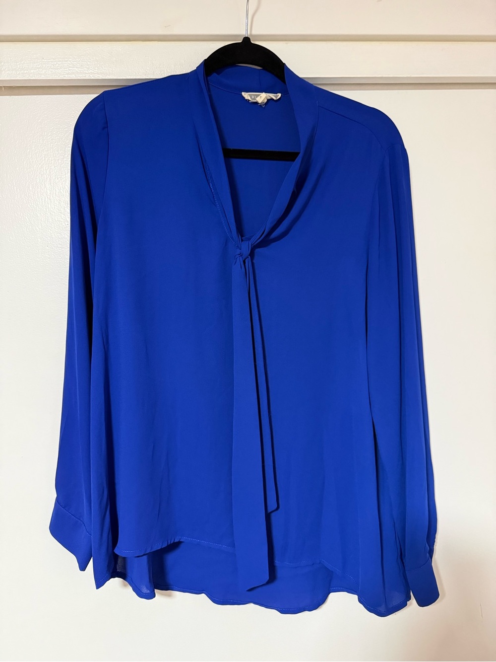 Pleione Cobalt Blue Tie-Neck Blouse